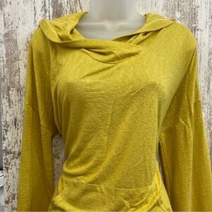 Vintage Sheer Yellow Hoodie | Made in USA | Lightweight Slouchy Top | Size M